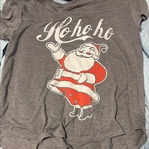 Fifth Sun Gray and Red Santa Holiday Tee